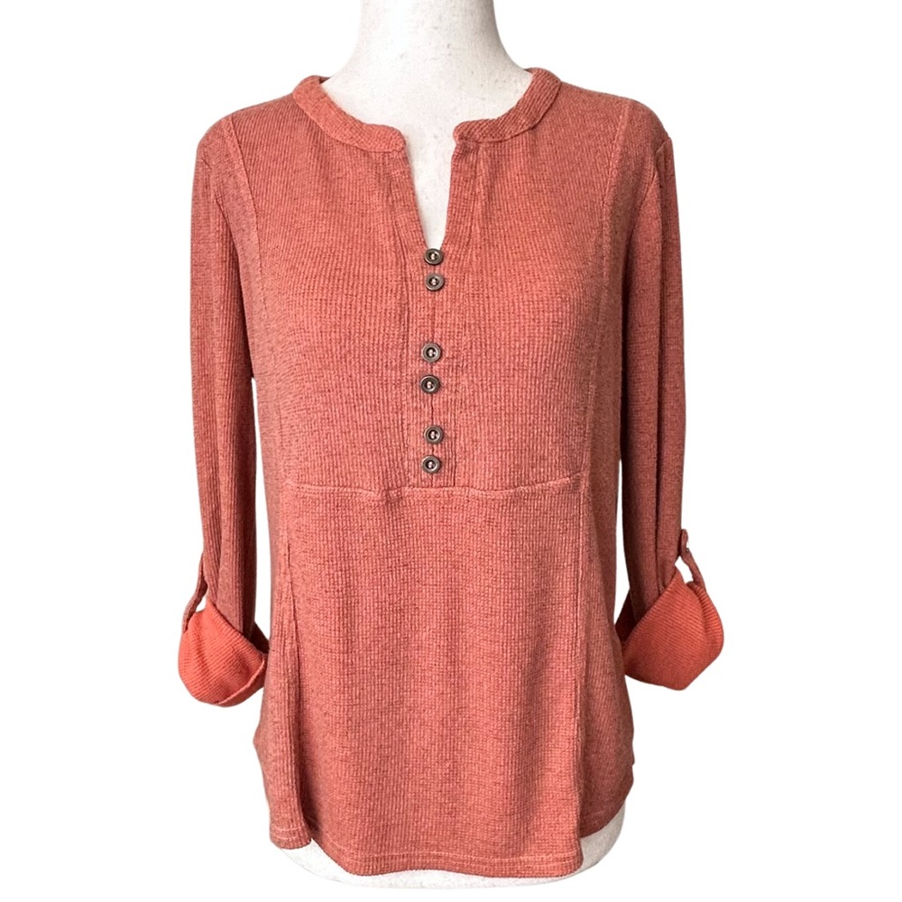 Anthropology Jane and Delancey Long Sleeve Textured Tunic - Size S - Orange